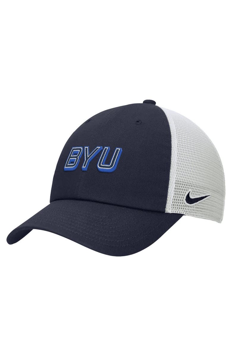 Nike Men's Nike Navy BYU Cougars On-Field Club Adjustable Trucker Hat, Main, color, Navy