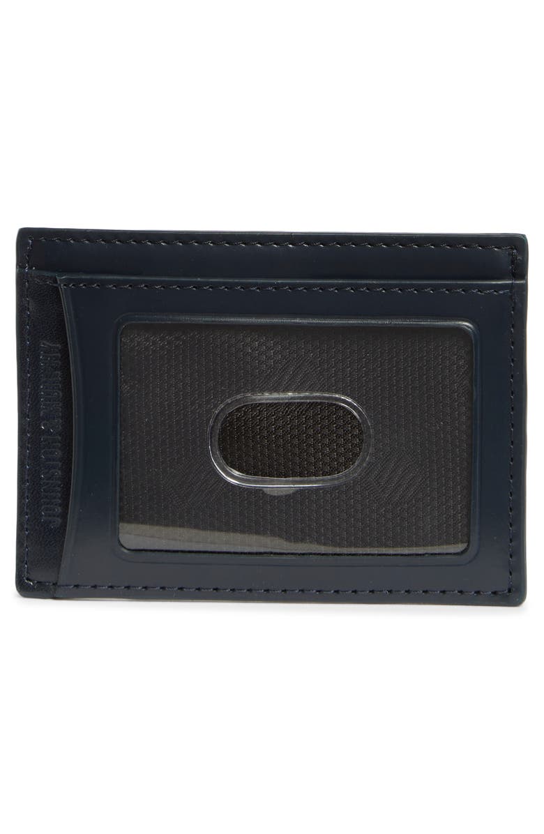 Johnston & Murphy Brushoff Leather Card Wallet, Alternate, color, Navy