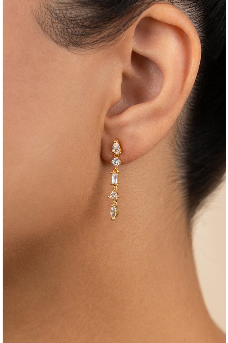 Jacinda Cubic Zirconia Drop Earrings, Alternate, color, GOLD
