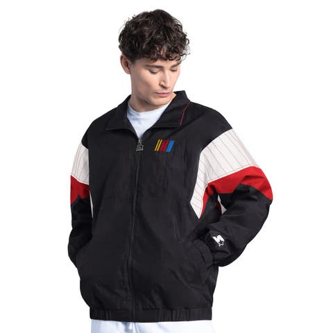 Men's Starter Black/Red NASCAR Yard Line Full-Zip Jacket
