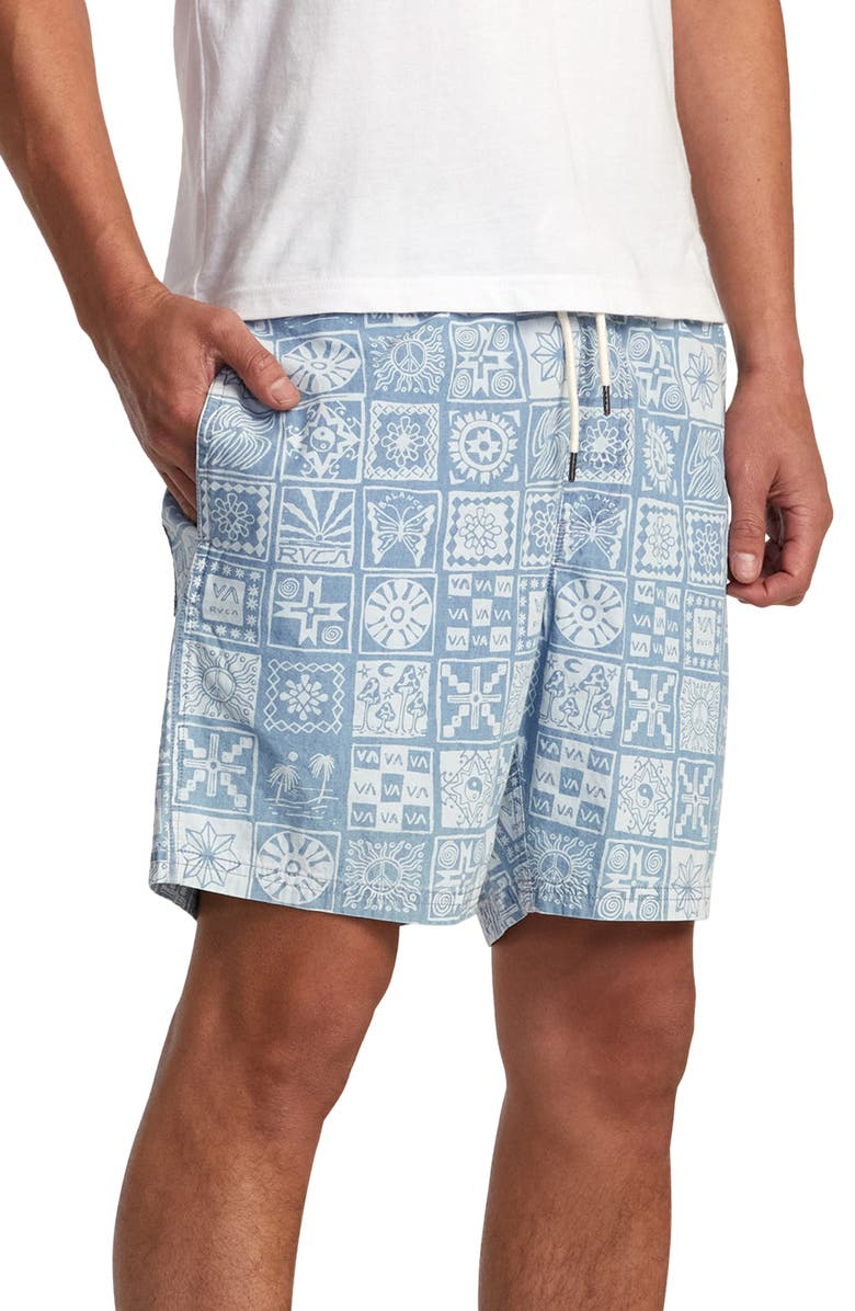 RVCA Escape Cotton Chambray Drawstring Shorts, Alternate, color, 