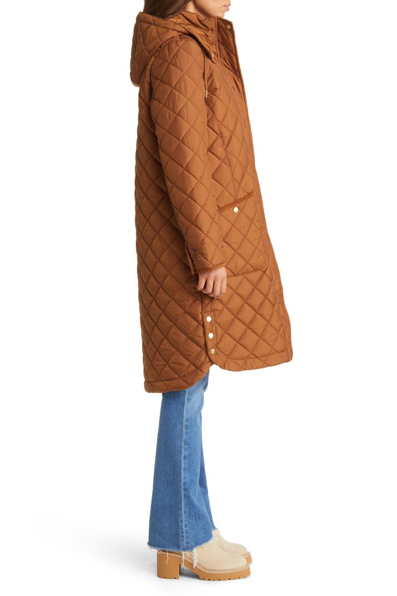 Chatham Longline Quilted Puffer Jacket, Alternate, color, RUST