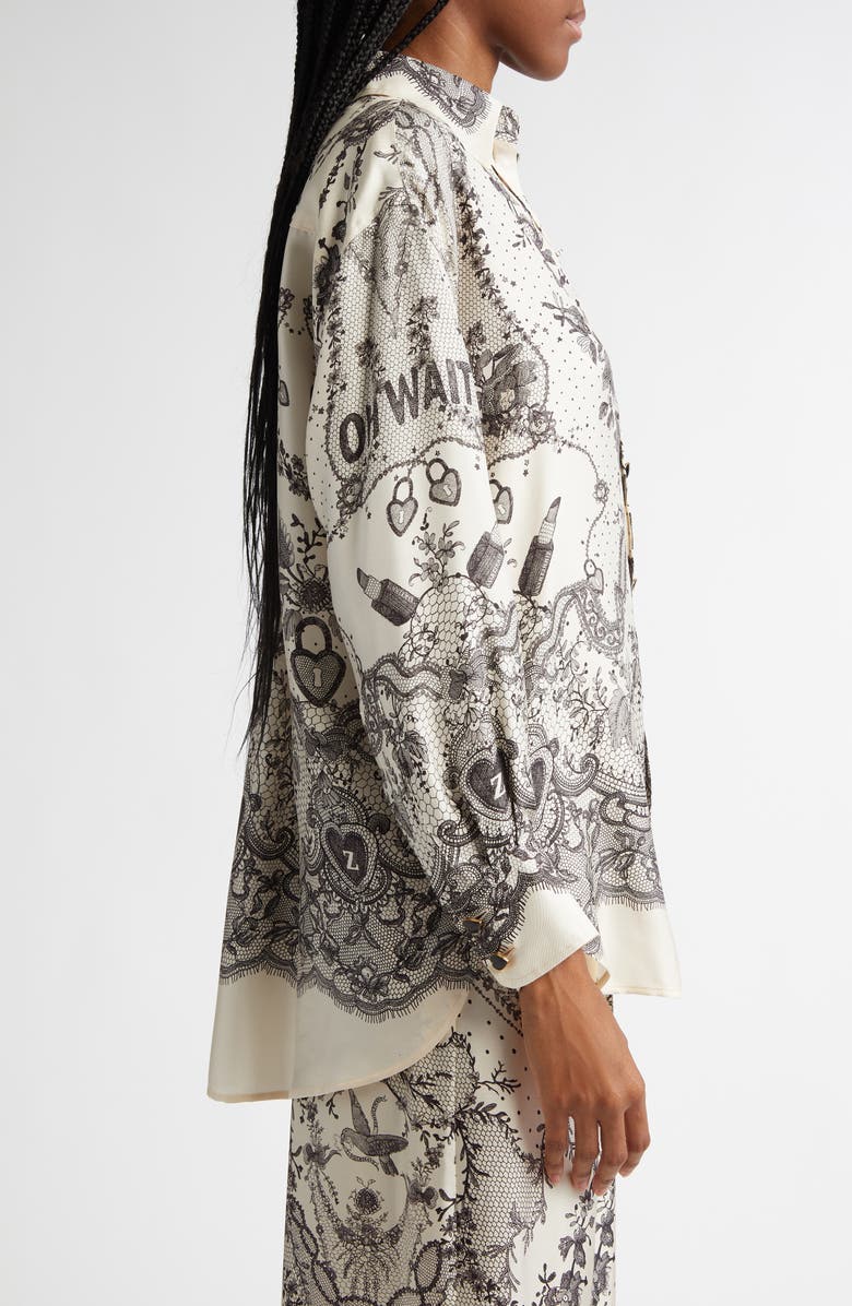 Zimmermann Locket Print Relaxed Silk Button-Up Shirt, Alternate, color, 