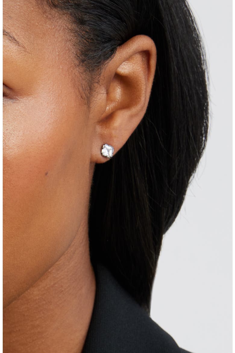 Georgian Cubic Zirconia Stud Earrings, Alternate, color, CLEAR- BLACK- SILVER