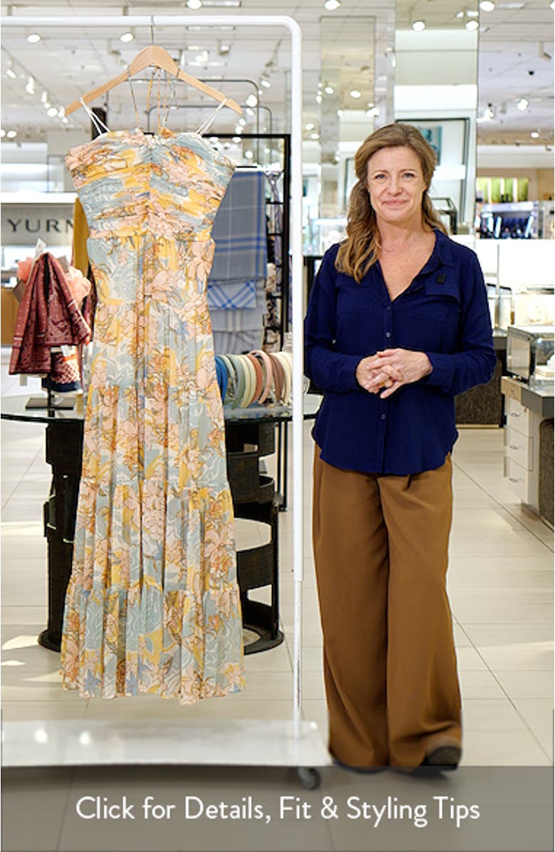 Floral Print Halter Maxi Dress, sales video thumbnail