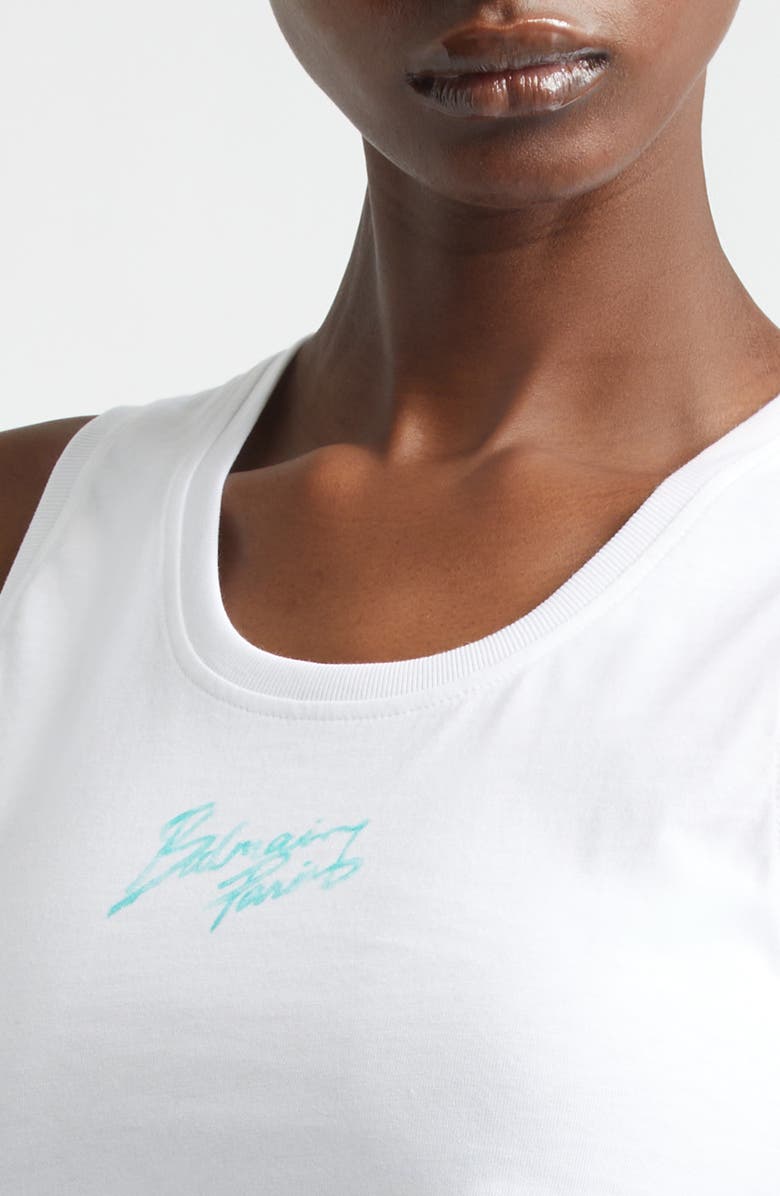 Balmain Paris Jersey Tank, Alternate, color, White/ Pale Green