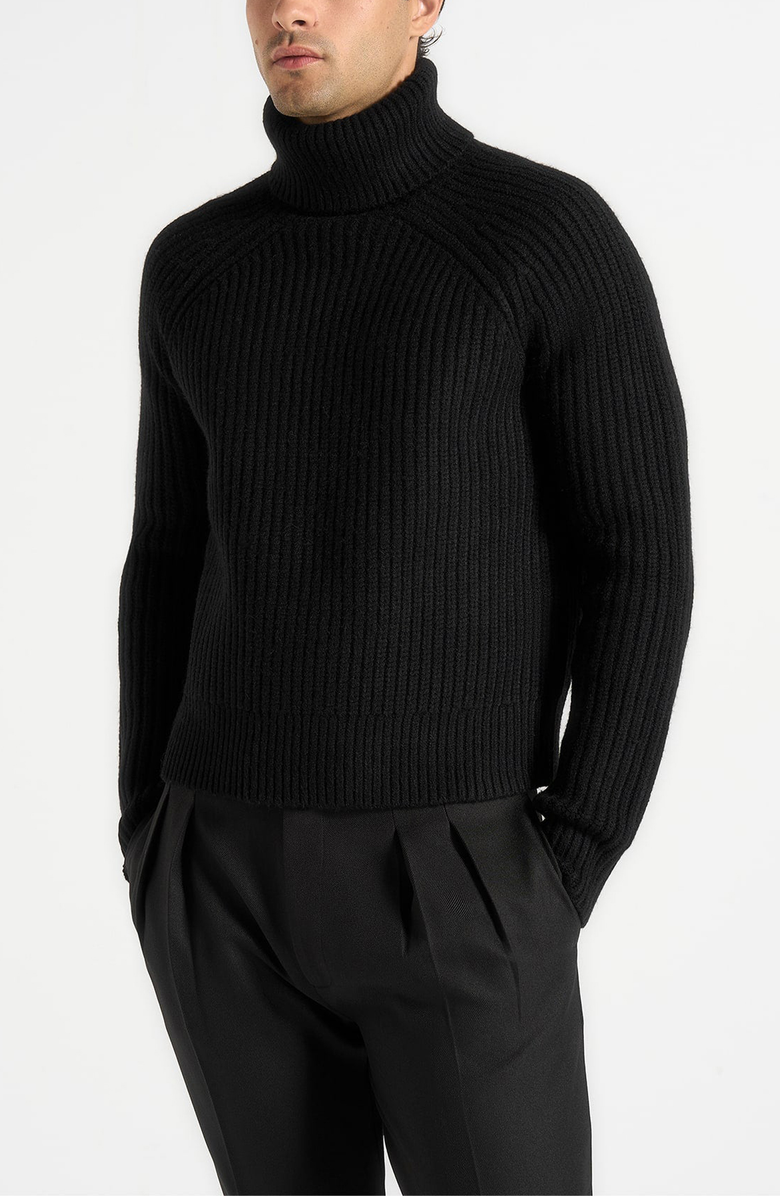 Manière De Voir Rudy Roll Neck Chunky Knit Jumper, Main, color, Black