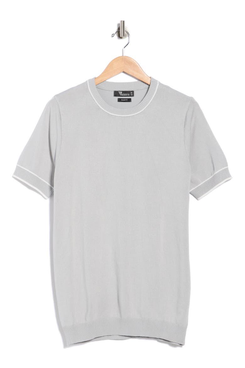 Textured Short Sleeve Sweater, Alternate, color, GREY
