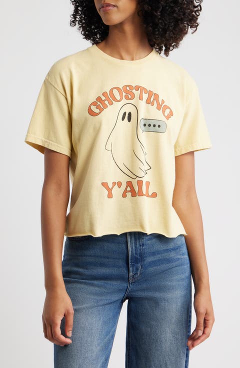 Ghosting Crop Cotton Graphic T-Shirt