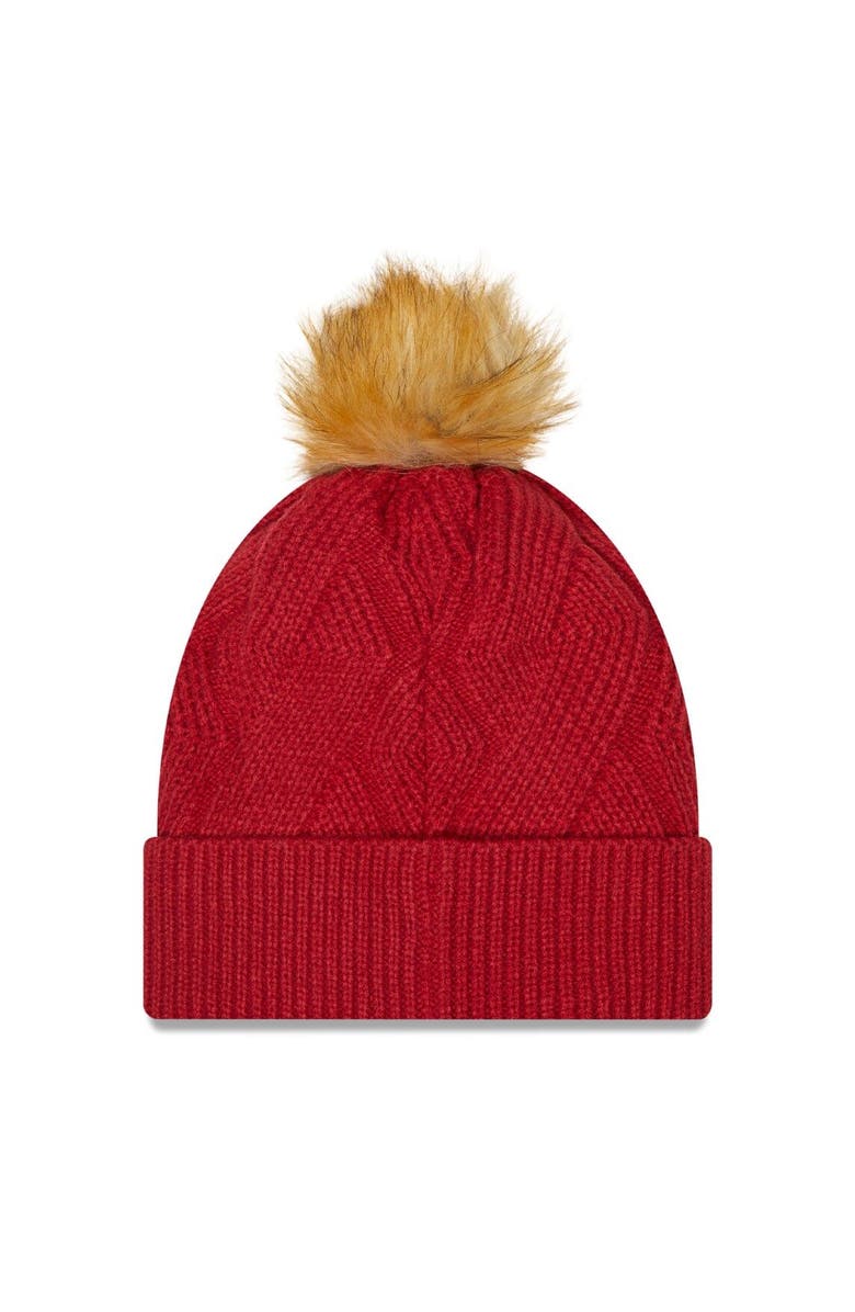 New Era Women's New Era Cardinal Arizona Cardinals Snowy Cuffed Knit Hat with Pom, Alternate, color, Cardinal