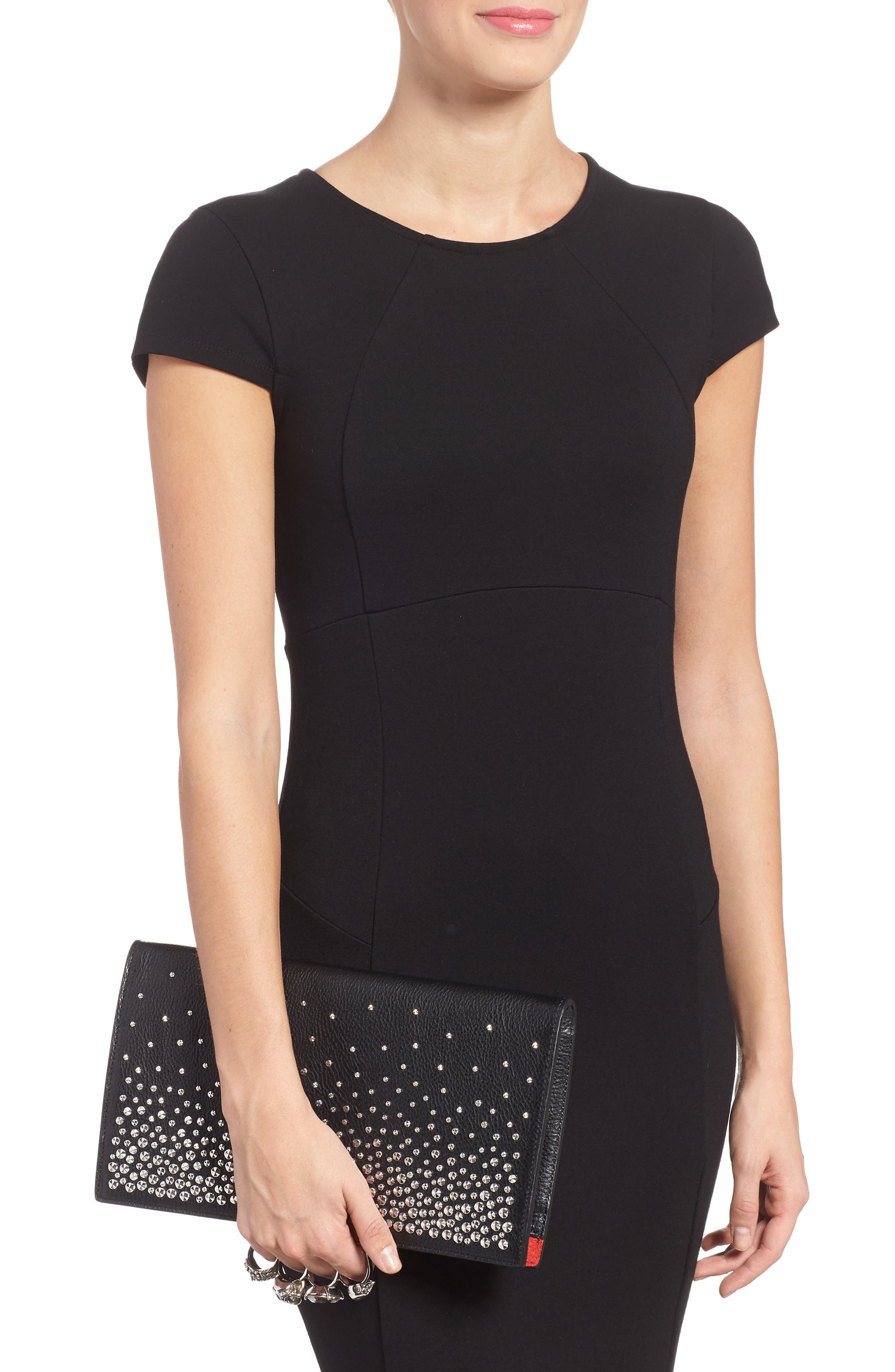 McQueen Alexander McQueen Studded Knuckle Clasp Leather Clutch, Alternate, color, 