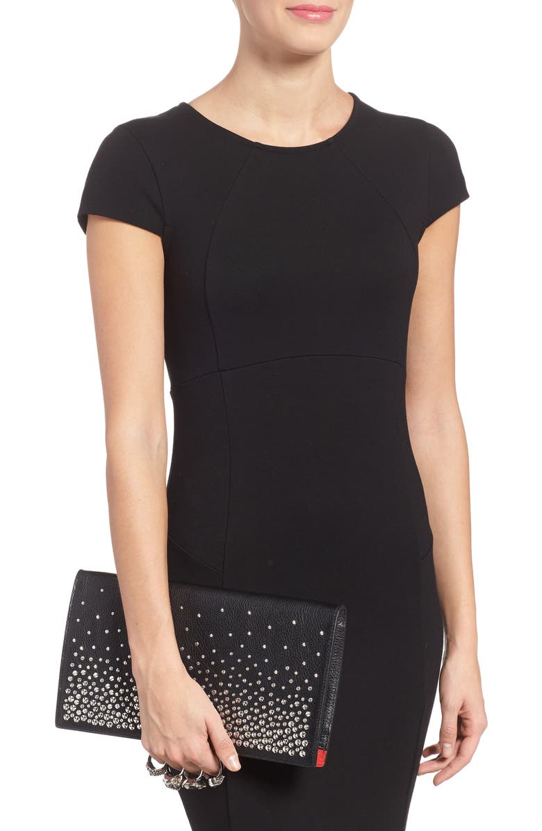 McQueen Alexander McQueen Studded Knuckle Clasp Leather Clutch, Alternate, color,