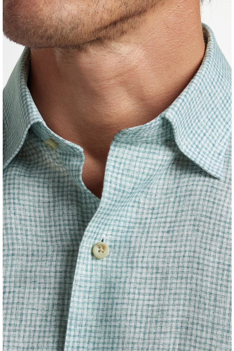 Linen Check Sport Shirt, Alternate, color, WHITE/ GREEN