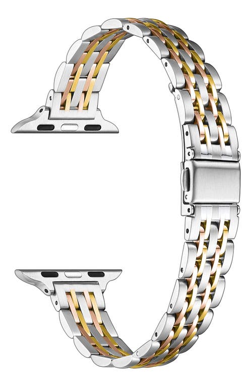 The Posh Tech Rainey Tricolor Apple Watch® Bracelet Watchband In Silver/gold/rose Gold
