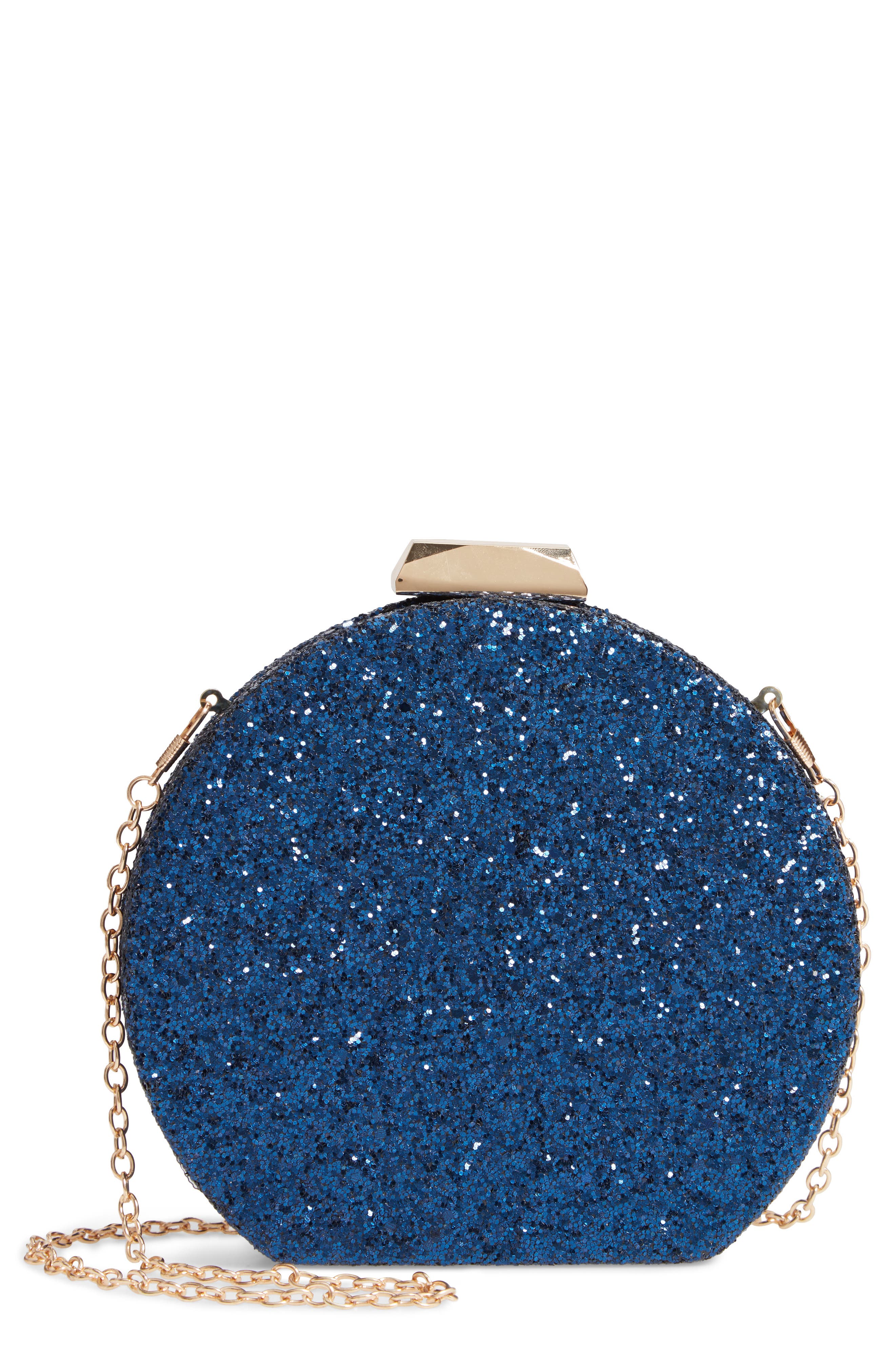 Tasha Glitter Clutch, Main, color, BLUE