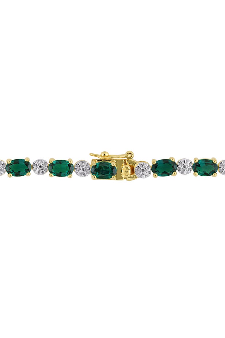 Lab-Created Emerald & Diamond Tennis Bracelet, Alternate, color, Emerald