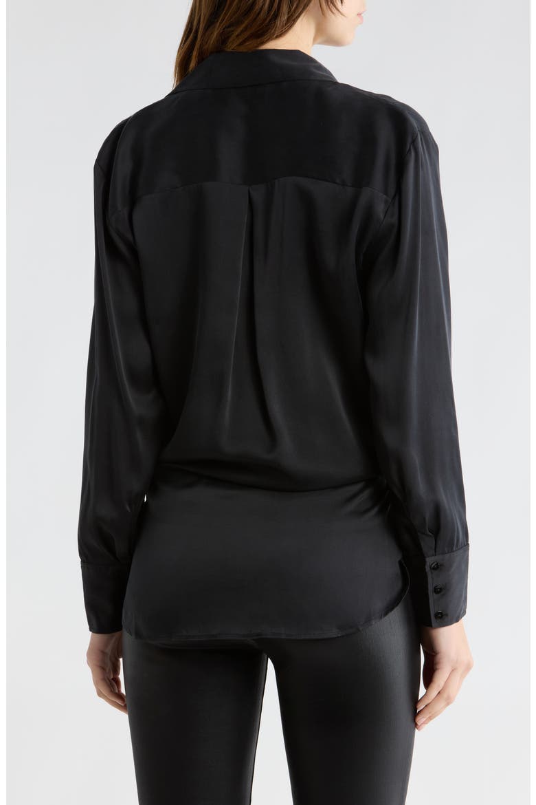 Sora Long Sleeve Silk Wrap Top, Alternate, color, BLACK