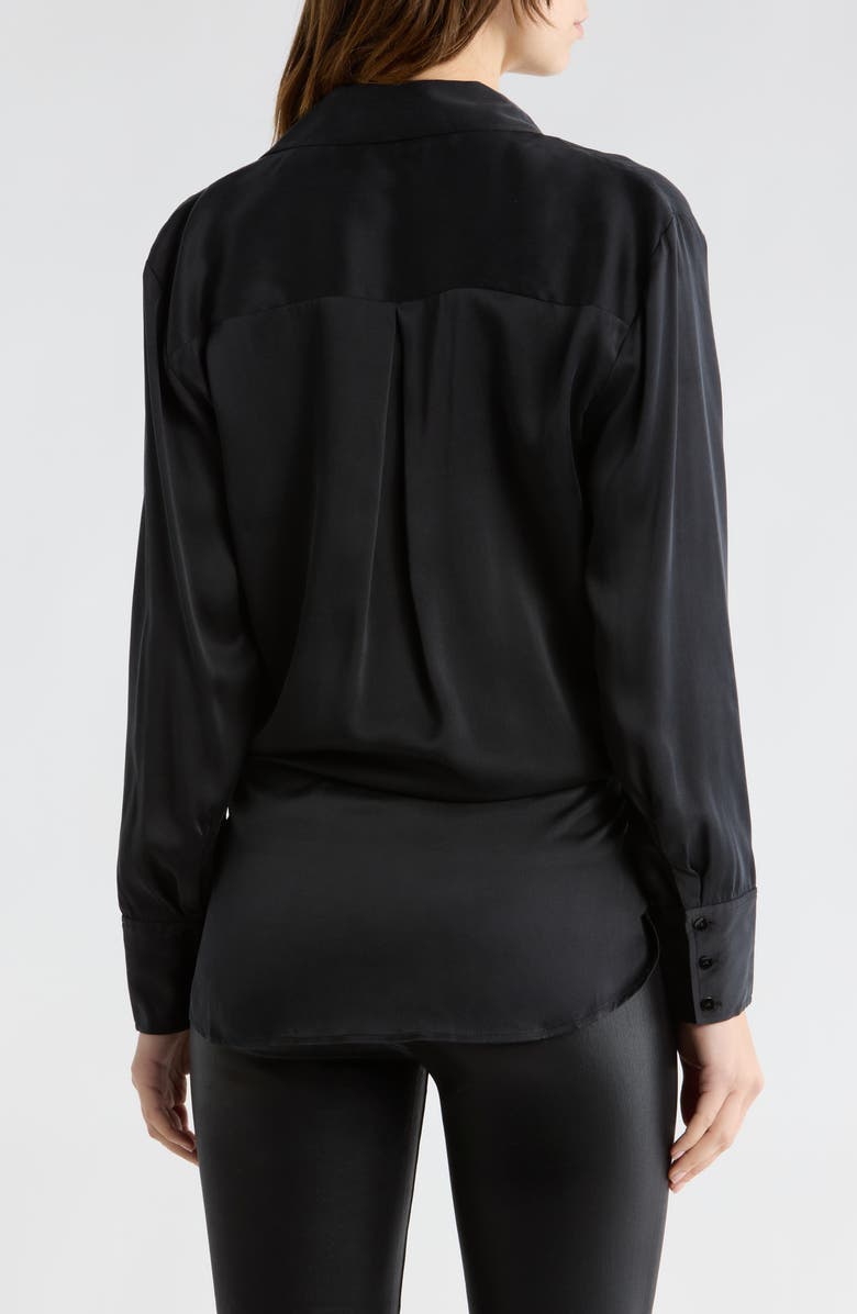 L'AGENCE Sora Long Sleeve Silk Wrap Top, Alternate, color, Black