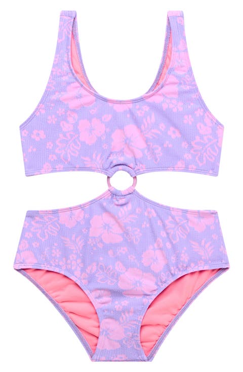 kids' Hibiscus O-Ring One-Piece Swimsuit (Big Kid)