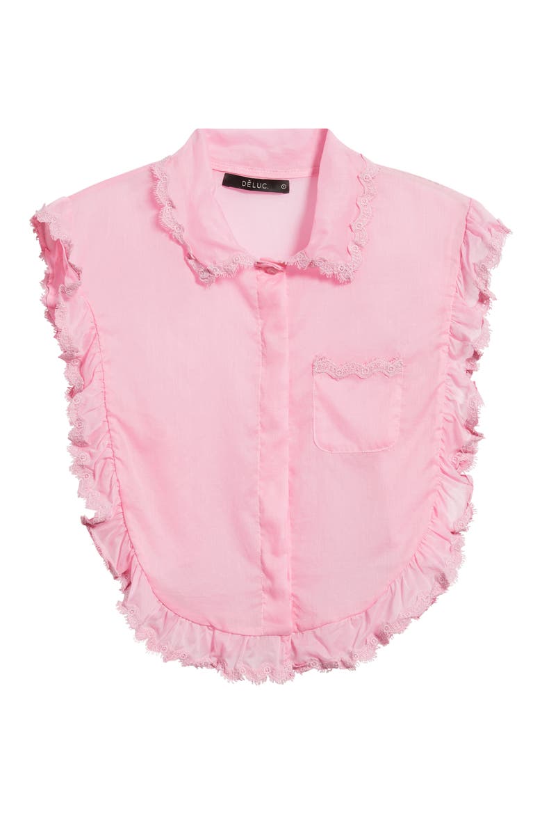 Insua Frill Detail Sleeveless Cotton Voile Button-Up Shirt, Alternate, color, PINK