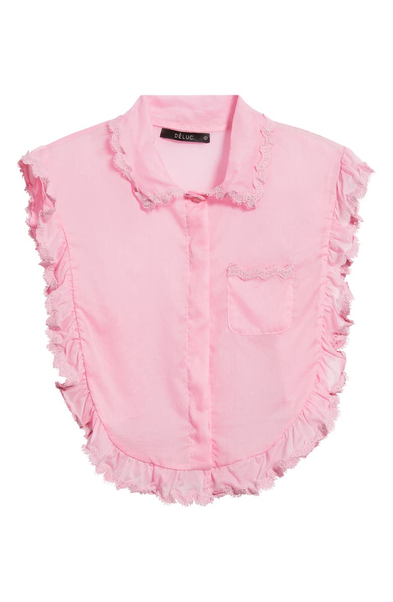 DELUC Insua Frill Detail Sleeveless Cotton Voile Button-Up Shirt, Alternate, color, Pink