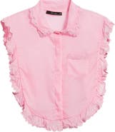 DELUC Insua Frill Detail Sleeveless Cotton Voile Button-Up Shirt