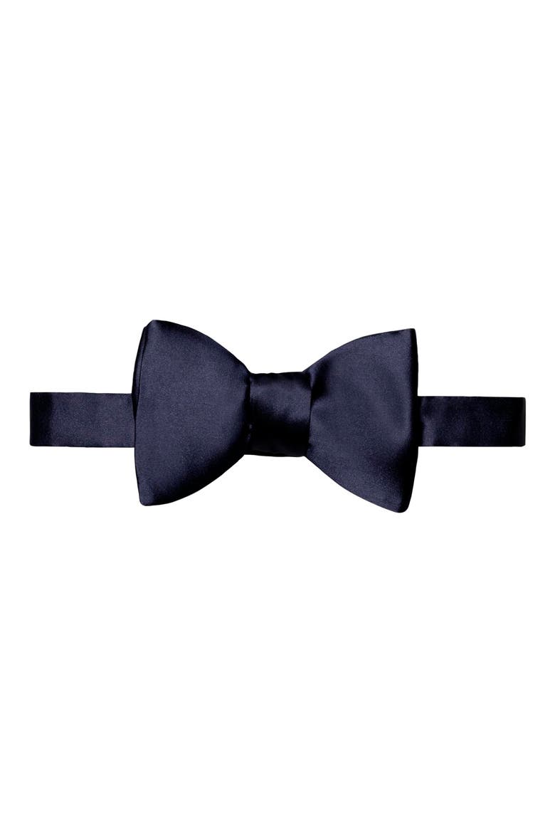 Silk Satin Self Tie Bow Tie, Main, color, DARK BLUE