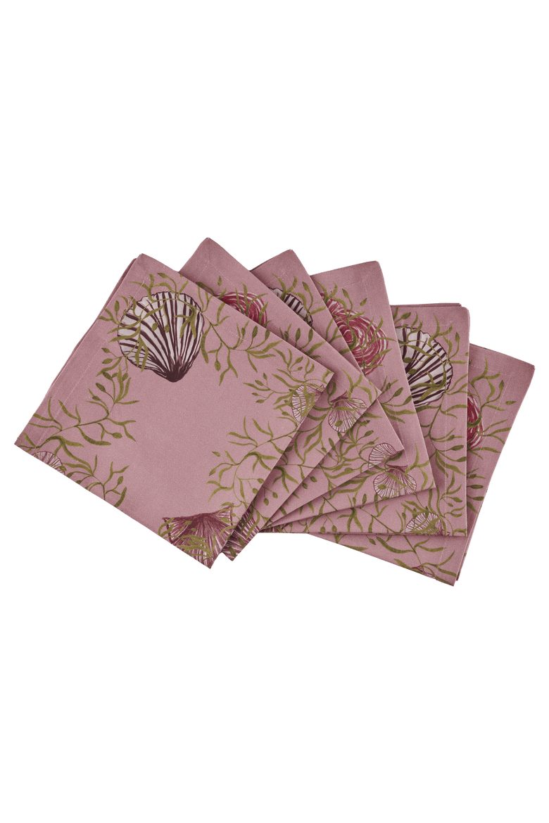 Napkins Mussels from Brussels - Set of 6, Main, color, Pink