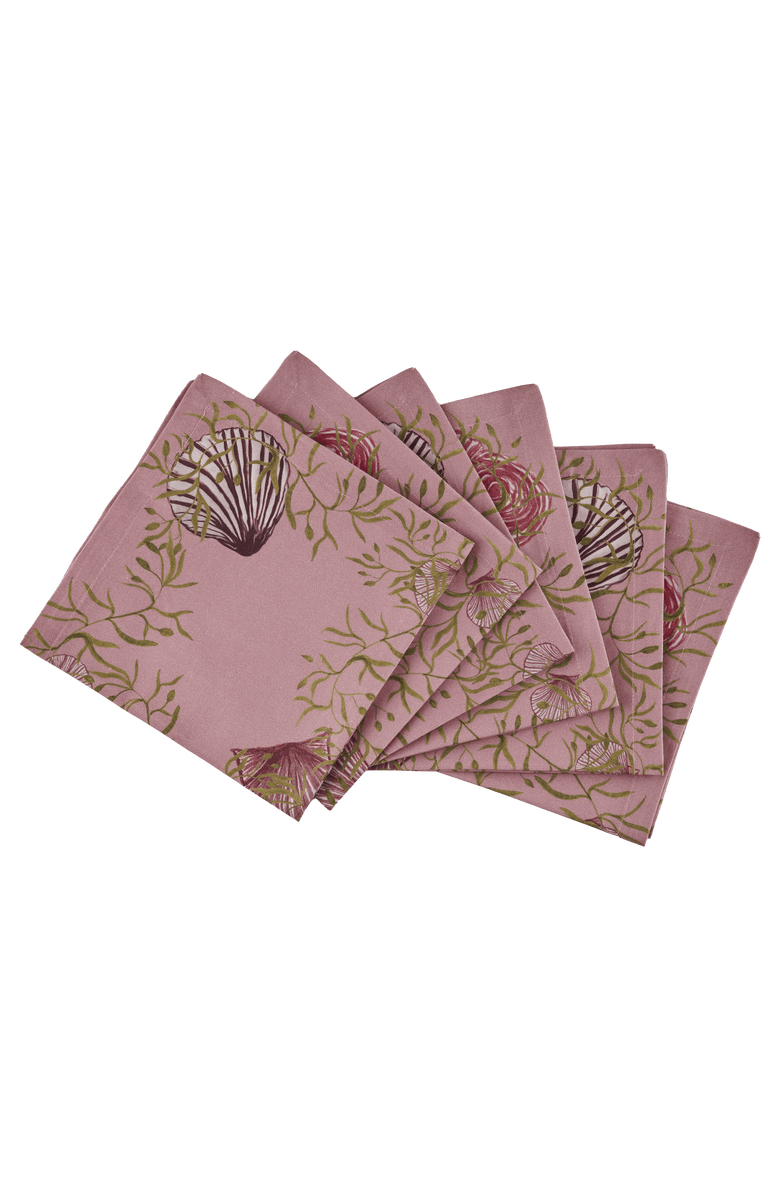 Sophie Williamson Design Napkins Mussels from Brussels - Set of 6, Main, color, Pink