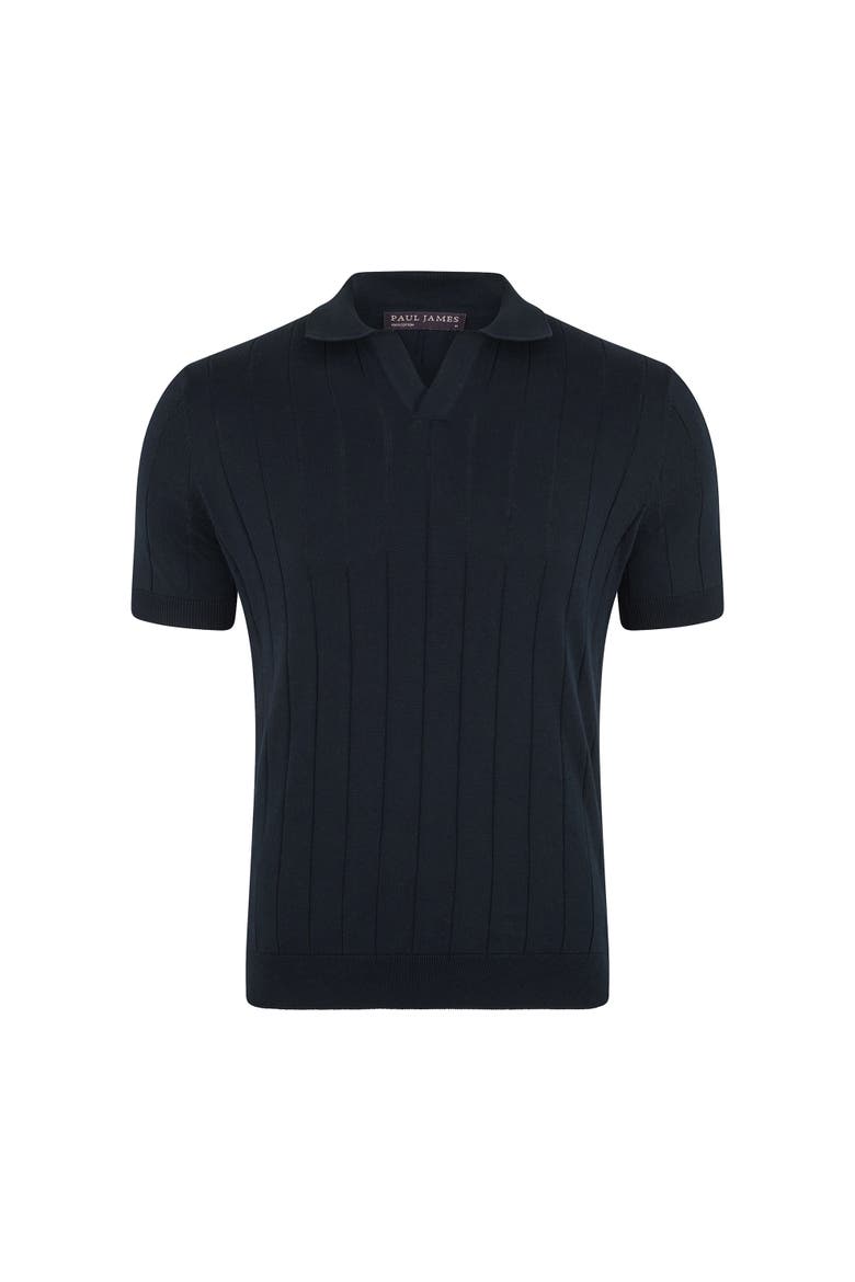 Cotton Selection Buttonless Polo Shirt, Alternate, color, Navy