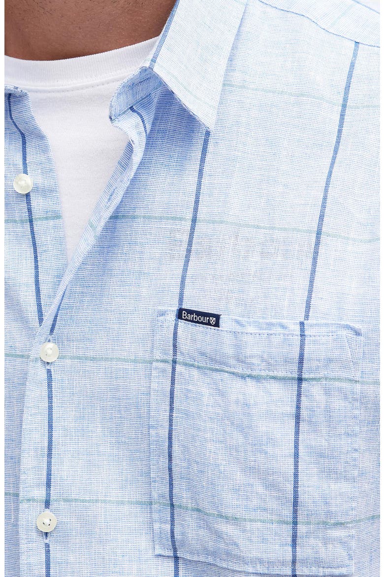Swaledale Check Short Sleeve Linen & Cotton Button-Up Shirt, Alternate, color, BLUE