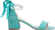 Forever & Always Shoes Illy Low Block Heel Sandals with Pearls