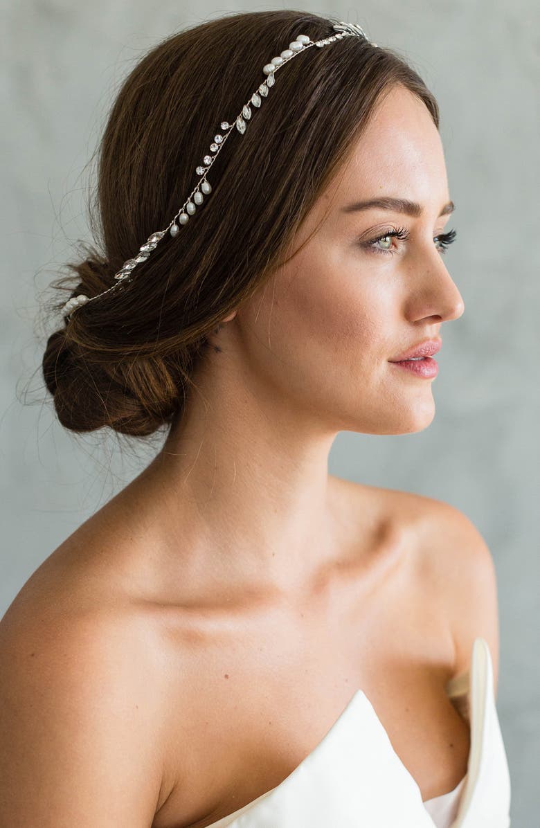 Brides & Hairpins India Halo & Sash, Alternate, color, Silver