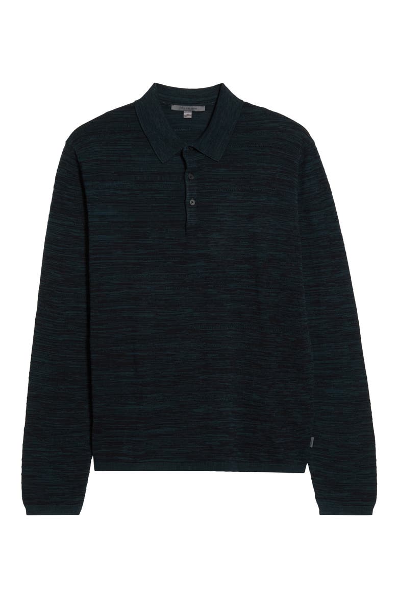 Hughs Long Sleeve Marl Stitch Polo, Alternate, color, OILED BLUE