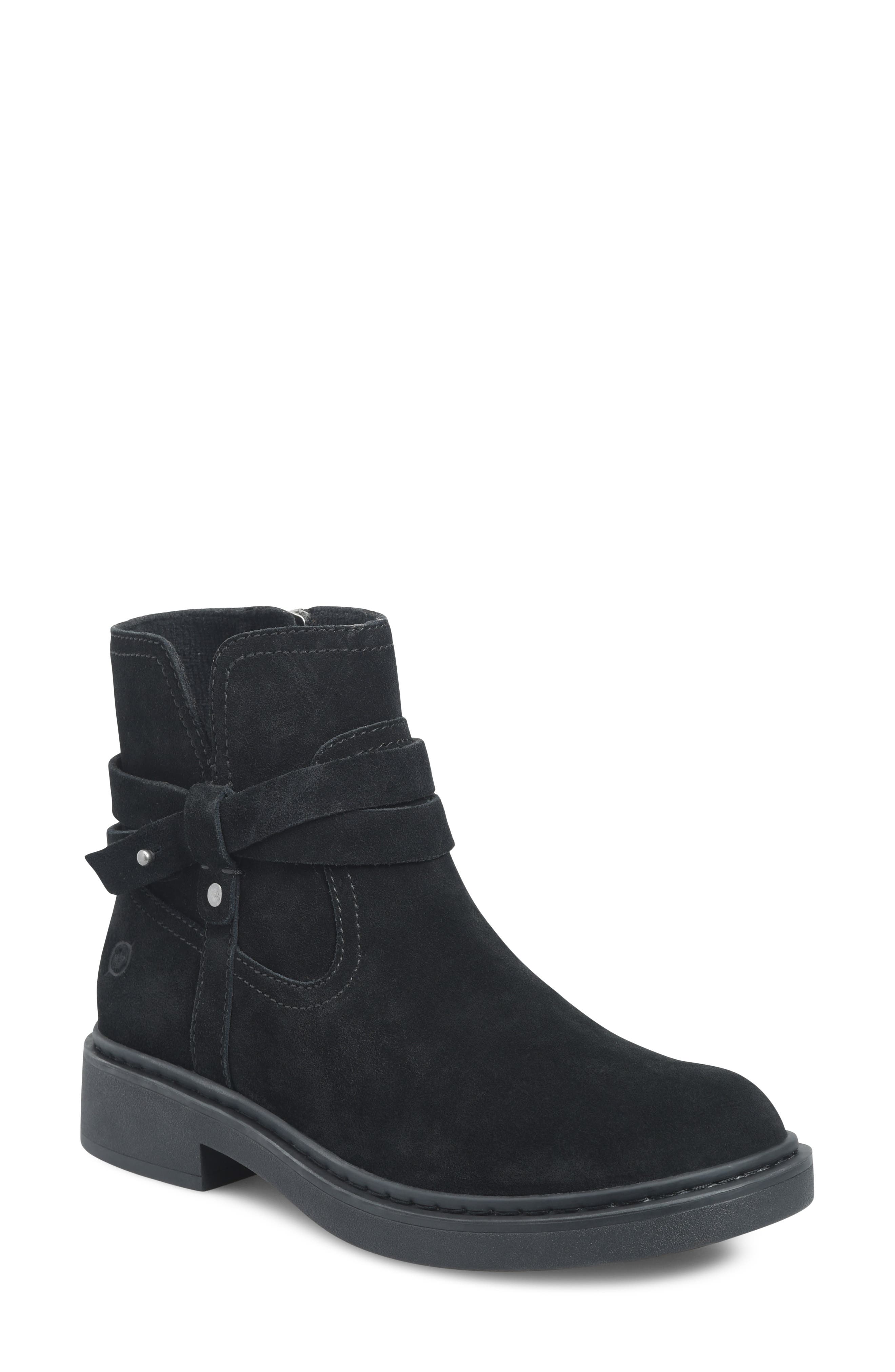 Barren Leather Bootie, Main, color, BLACK SUEDE
