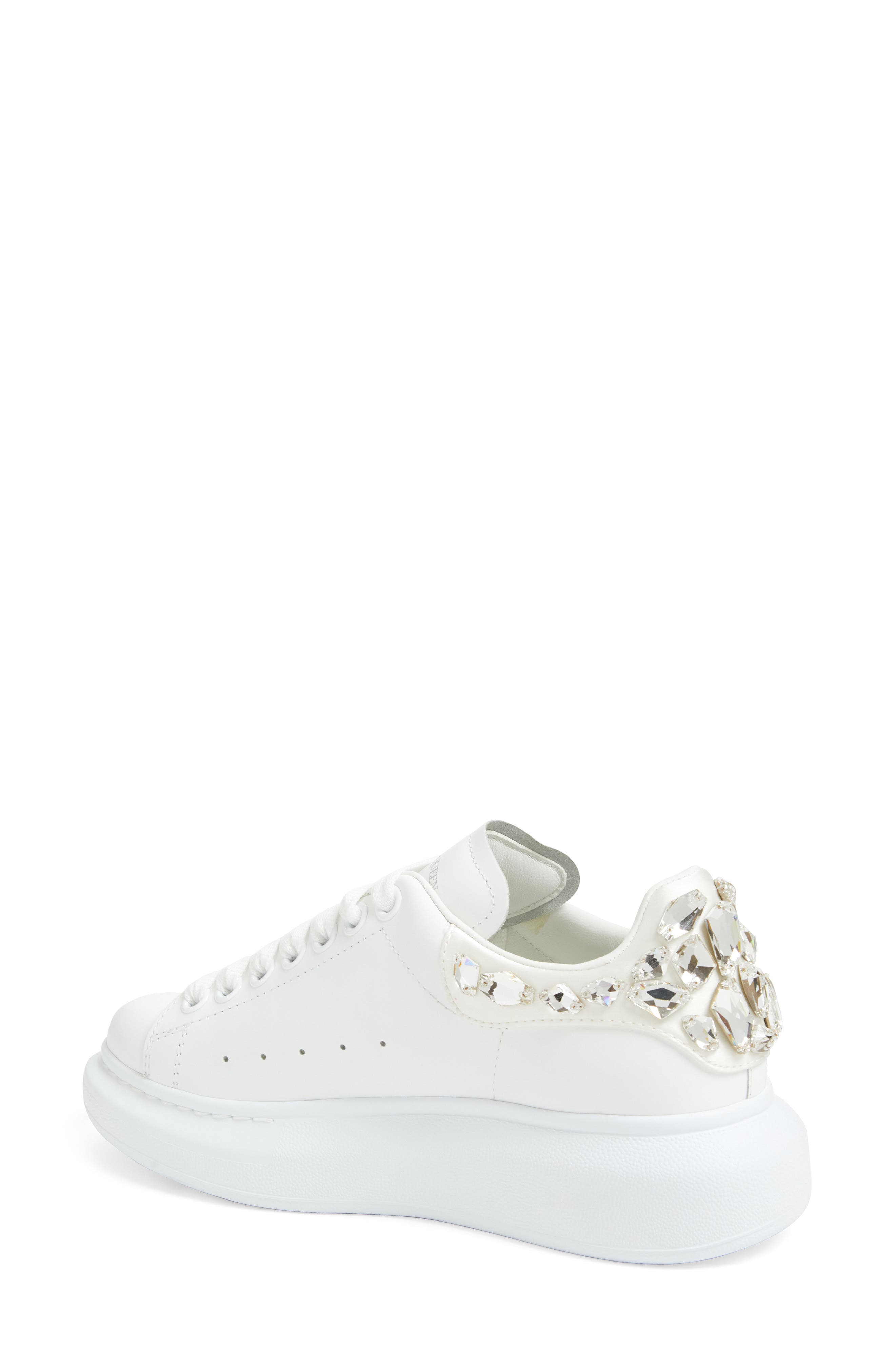 McQueen Oversized Crystal Embellished Sneaker, Alternate, color, White/ Crystal