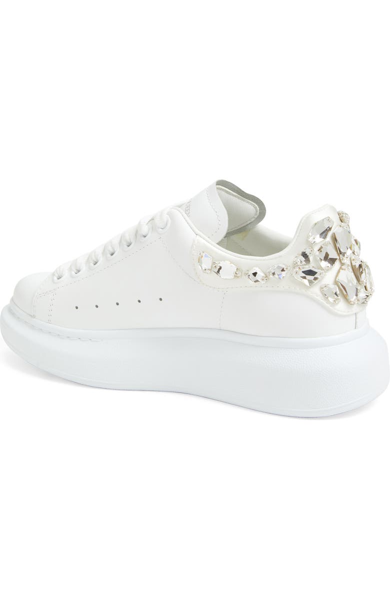McQueen Oversized Crystal Embellished Sneaker, Alternate, color, White/ Crystal