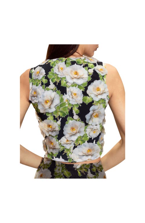 Cynthia Rowley Cornelia Flower Applique Top In Green