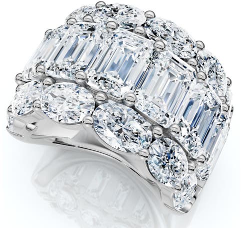 Bliss Diamond 12.30ct Diamond Wide Fashion Ring Emerald & Oval Cut Gold Lab Grown Band