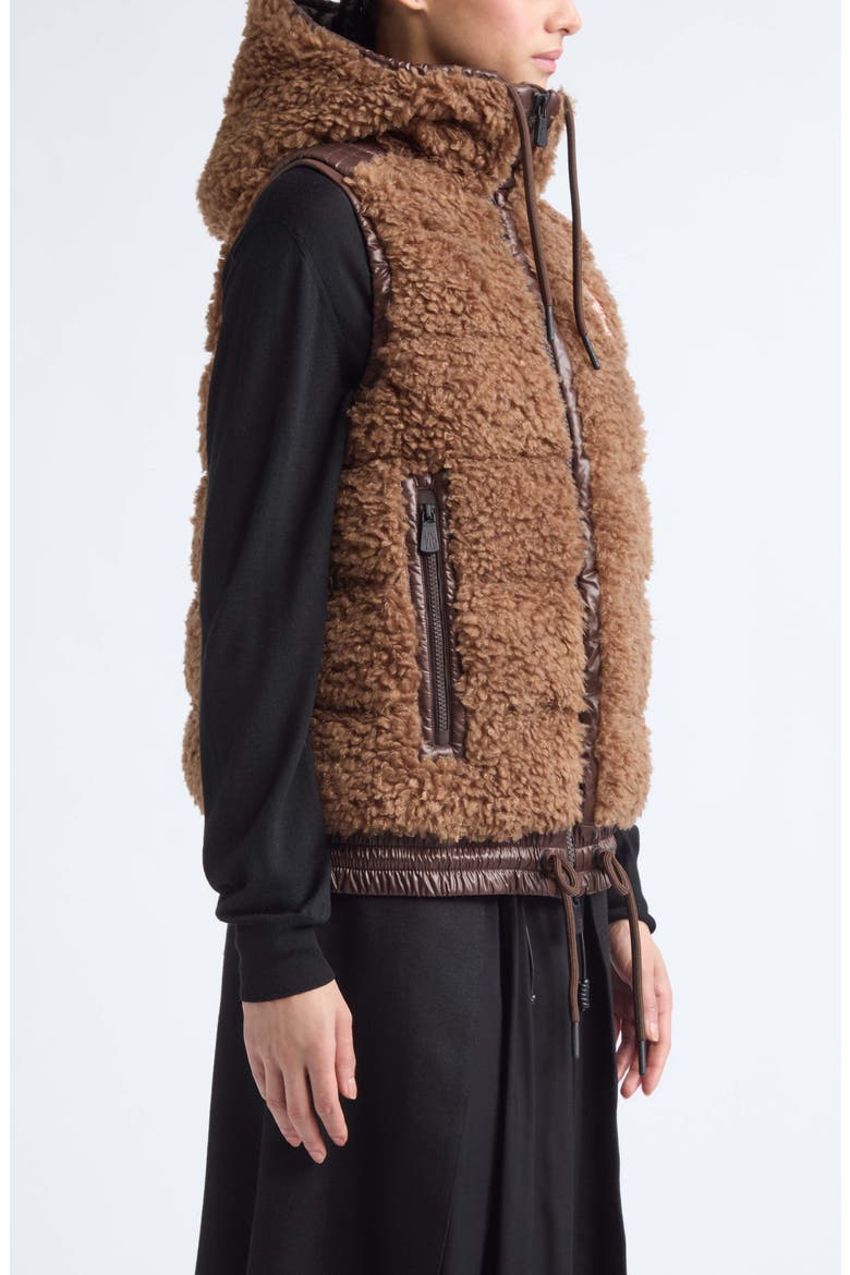 Faux Shearling Down Vest, Alternate, color, COCOA CREME
