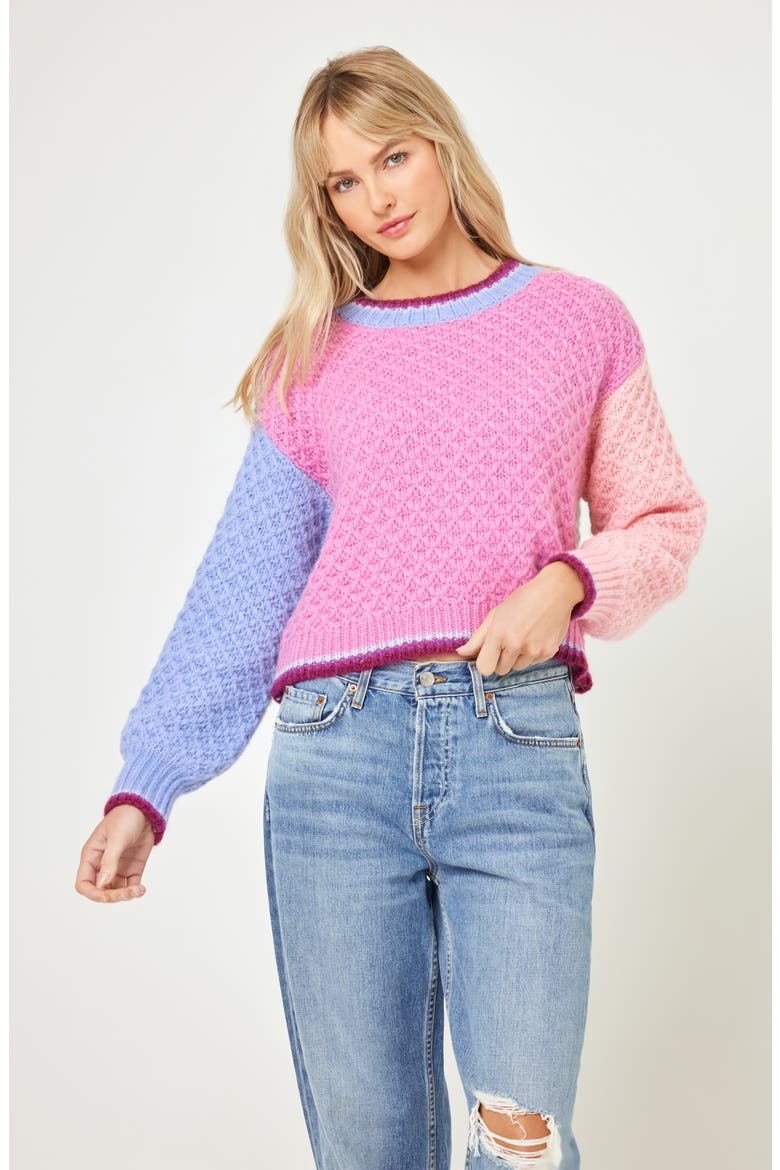 Pretty Please Colorblock Sweater, Alternate, color, COSTA DEL SOL COLORBLOCK