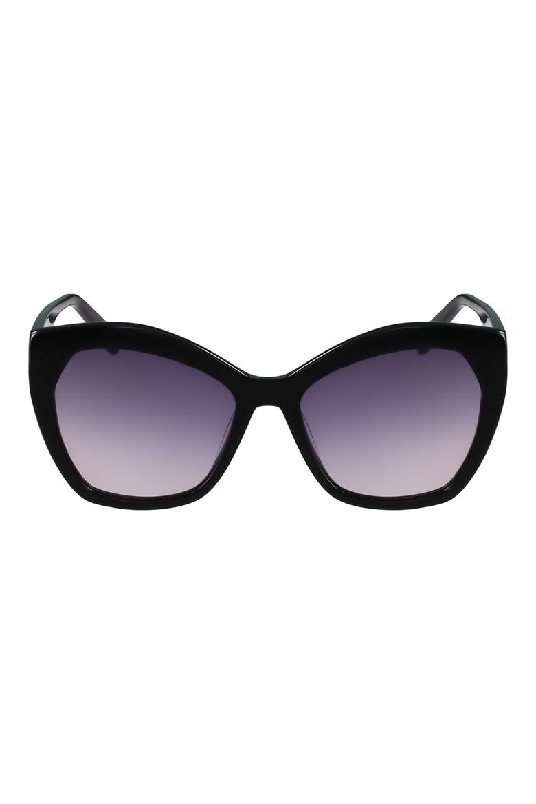 56mm Cat Eye Sunglasses, Main, color, BLACK