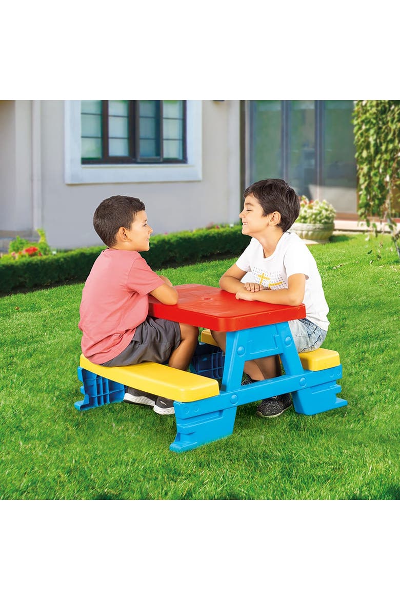 Children's Picnic Table With 4 Benches, Alternate, color, Multicolored