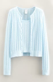 Nordstrom Kids' Cable Stitch Cardigan & Sweater Tank Set