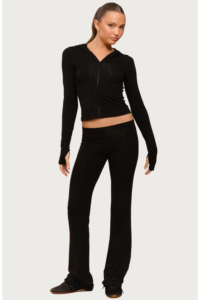 Callan Zip-Up Crop Hoodie, Alternate, color, BLACK