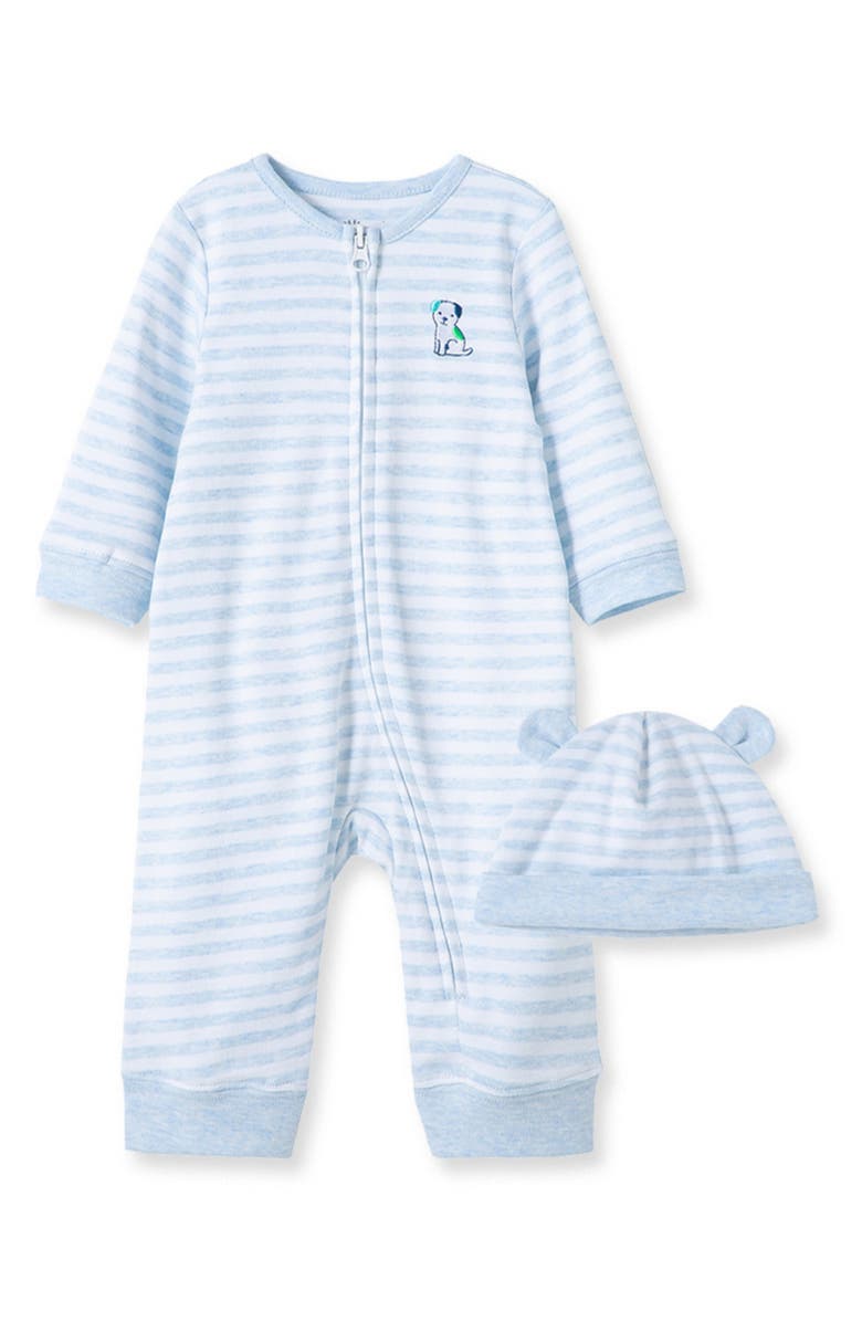 Little Me Buddy Romper & Hat Set, Main, color, 