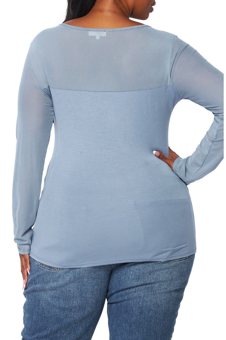 Mixed Media Long Sleeve Top, Alternate, color, RIVER