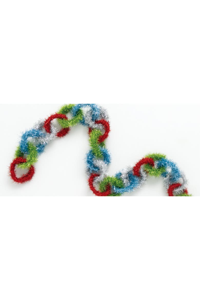 Sullivan's Christmas Tinsel Link Garland, Green Faux Floral Decor for Crafting, Weddings, Home and Holiday Decoration, 2 Inch, Main, color, Green