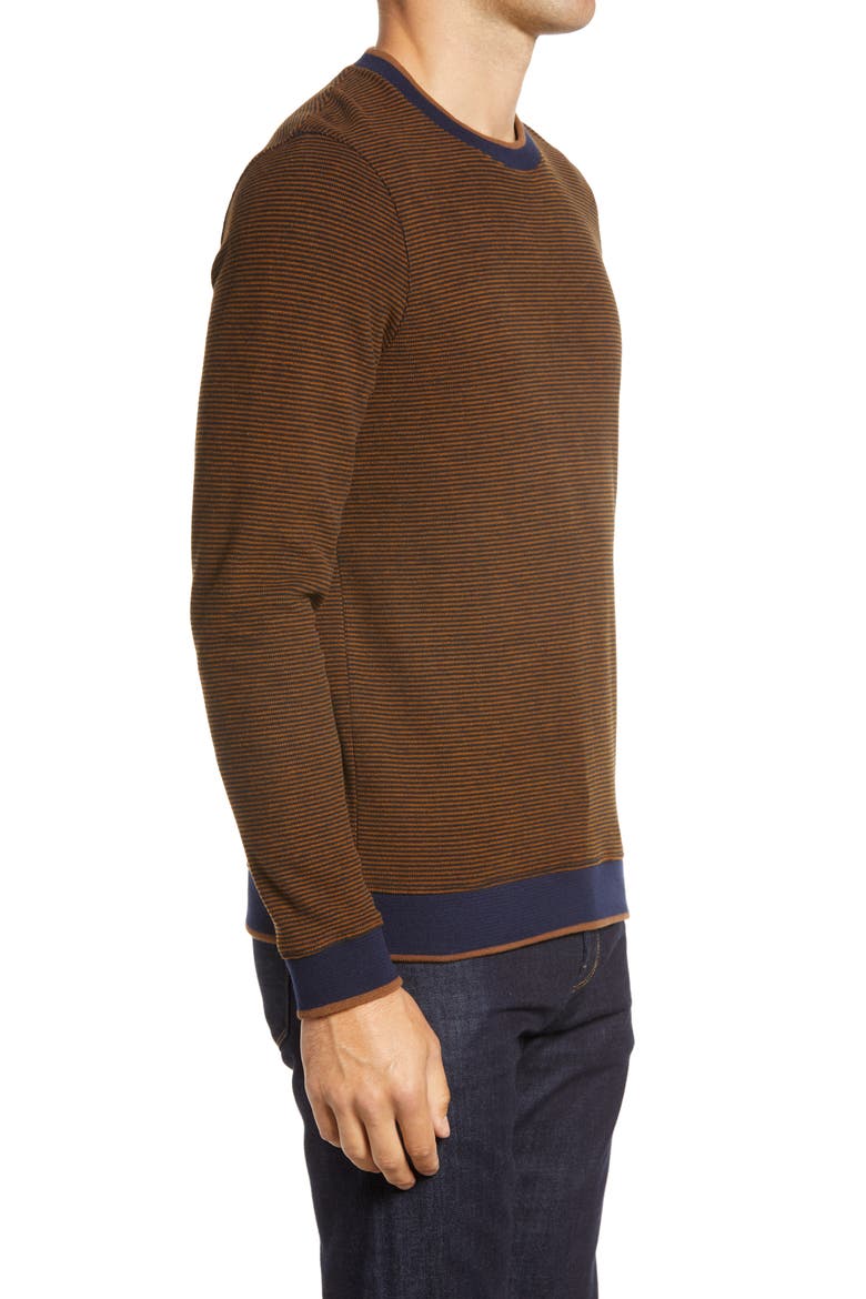 Filmed Stripe Pullover, Alternate, color, DARK TAN