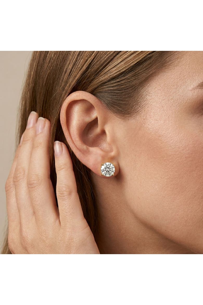 14K Gold 5.0 Cttw Round Lab Grown Diamond Solitaire Stud Earrings, Alternate, color, Yellow